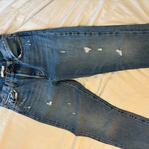 Levi's Wedgie Straight Jean Denim Distressed Medium Wash Button Fly Size 28 - Picture 3 of 5